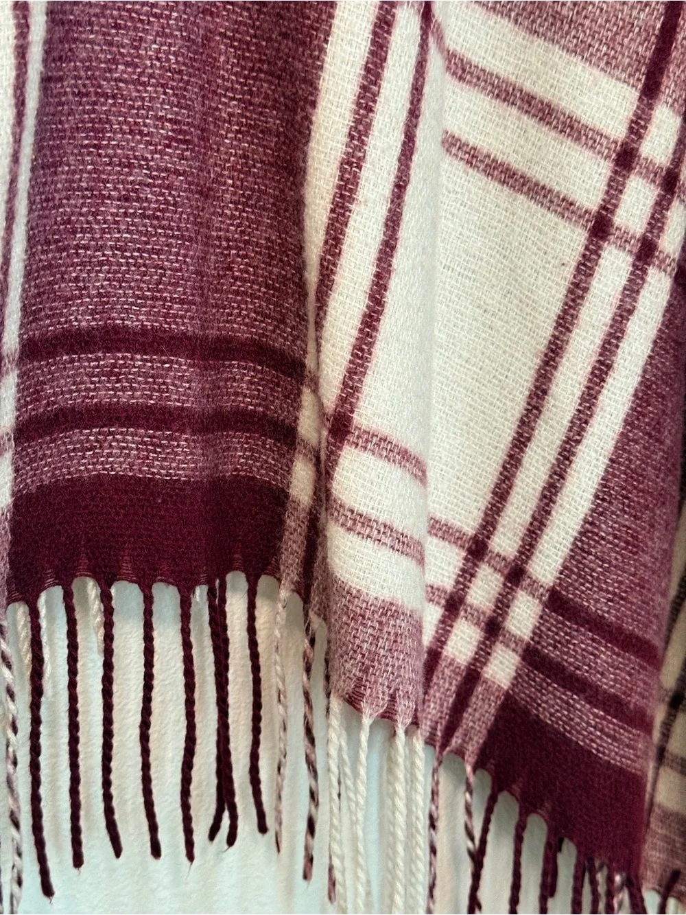 Banana Republic Cashmere Wrap Mariana Plaid Fringe Poncho Blanket Cape Wool OS
